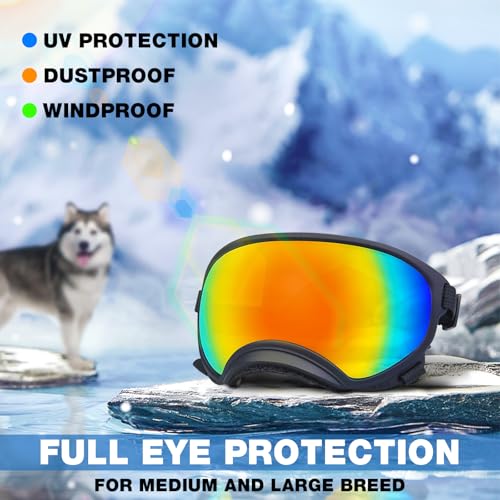 Pacify Dog Goggles for Large Dogs, UV Protection Dog Sunglasses with Adjustable Strap for Medium Large Dog Pet Glasses - Thumbnail 2