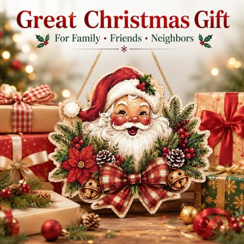 Image of Christmas Decorations - 2D Printed Flat Vintage Santa Claus Welcome Sign