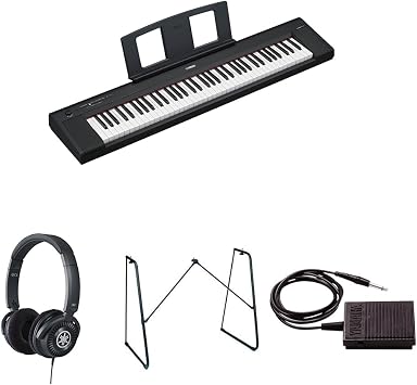 Yamaha NP-35 Piaggero Digital Keyboard with 76 Graded Soft-Touch Sensitive Keys bundled with HPH-150 Headphones, L-2C Keyboard Stand, and Sustain Pedal