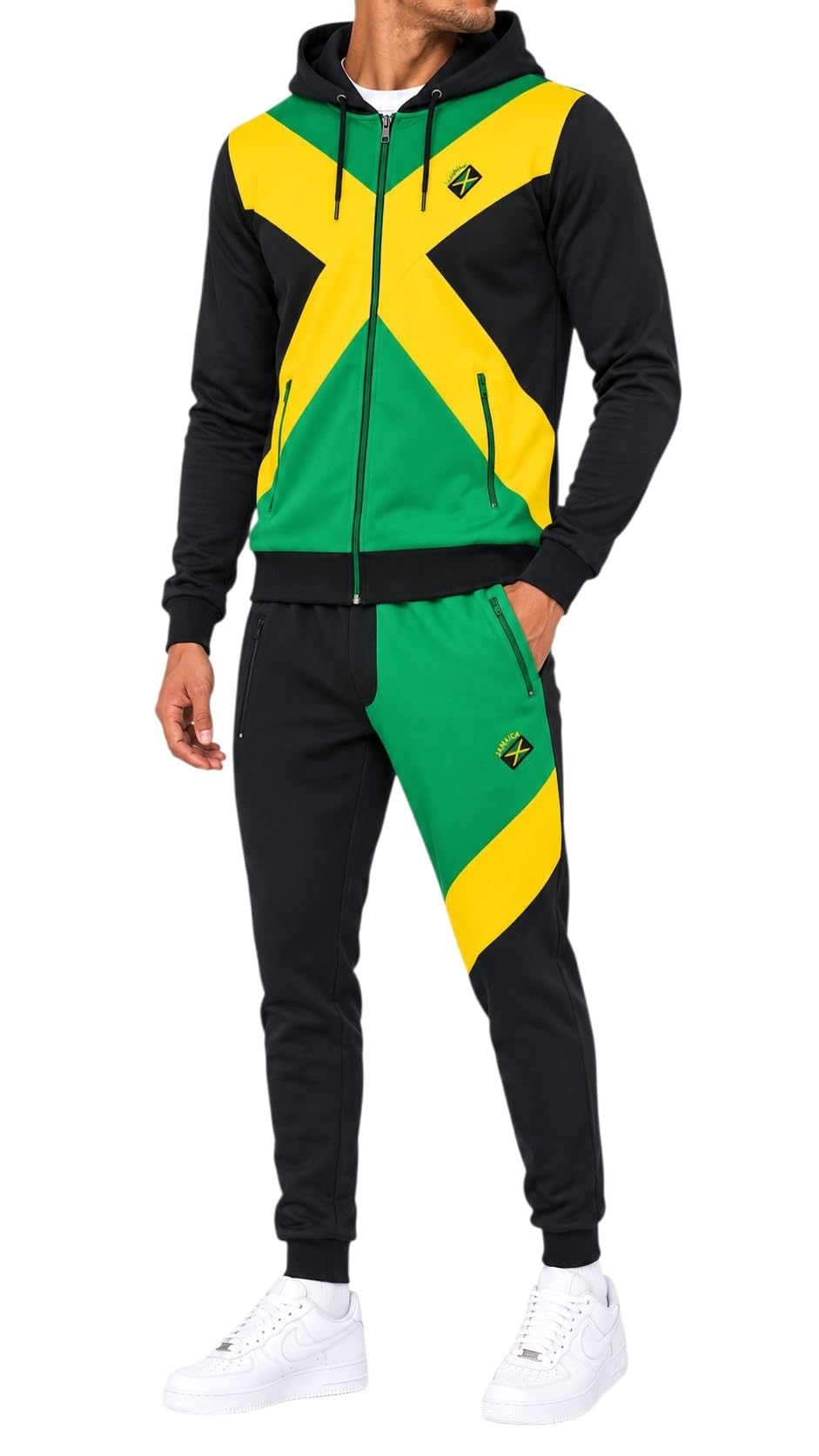 Time Is Money Tuta da uomo Slim Fit Jamaica, 100% poliestere