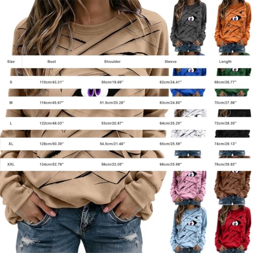 Halloween Sweatshirt Women Mummy Bandage Print Comfort Crewneck Sweatshirts - image 4