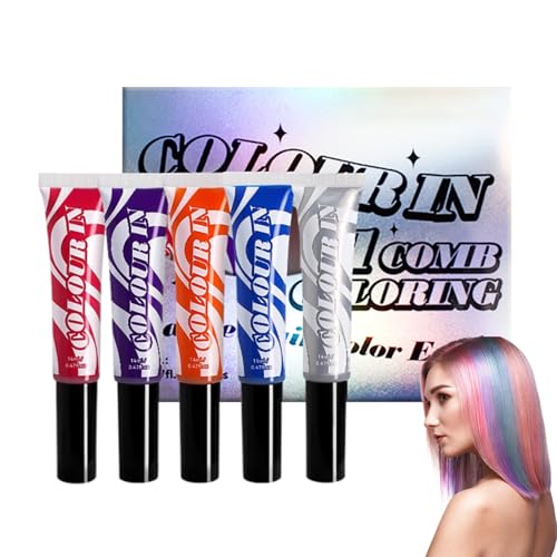 Rostblant juego de 5 peines para tinte temporal, tizas para el cabello para niñas, tinte instantáneo, tinte instantáneo, rímel temporal para el cabello para niñas y mujeres.