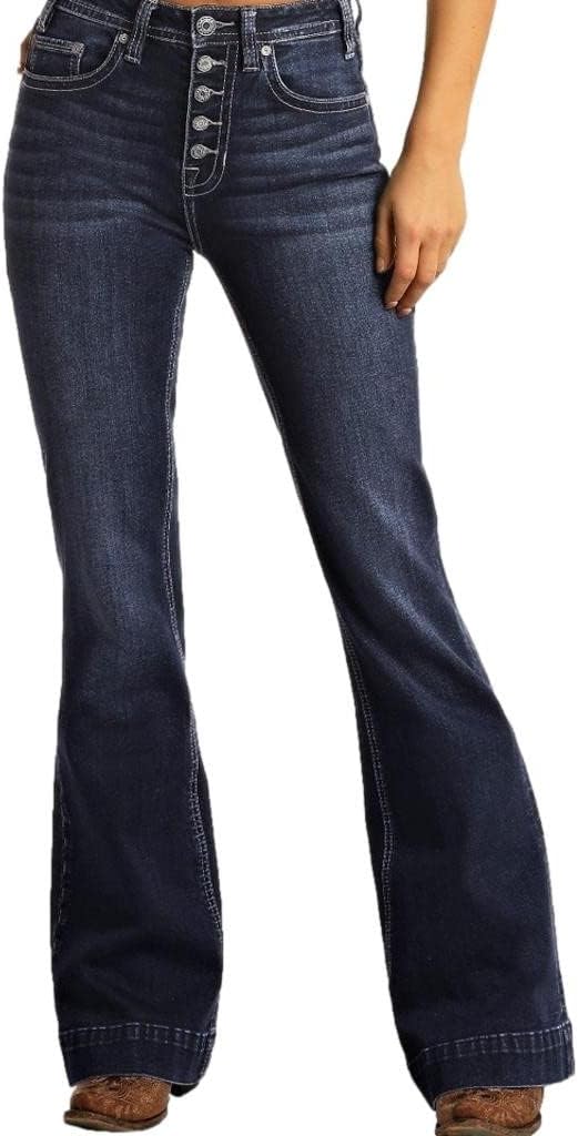 Rock & Roll Cowgirl Jeans Womens Trouser 33 X 34 Dark Vintage W8H4165