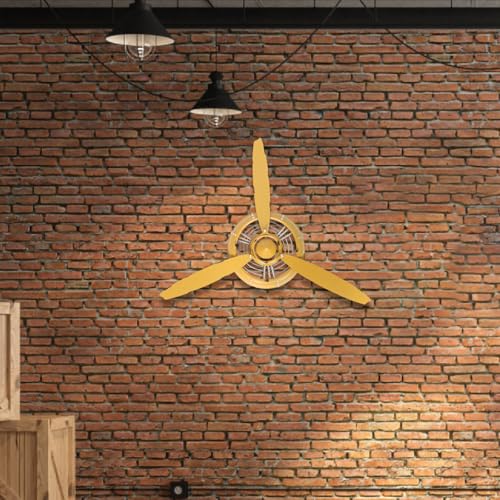 Décoration Murale en Fer Rétro Hélice Jaune Industrielle ROMISBABA