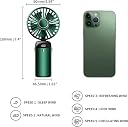 Refluxe Rechargeable Portable Handheld Fan,3000mAh Battery Operated Mini Fan,5 Speeds and LED Display,Long Lasting Desk Fan for Office,Bedroom,Outdoor Activities and Travel (Green) gallery image