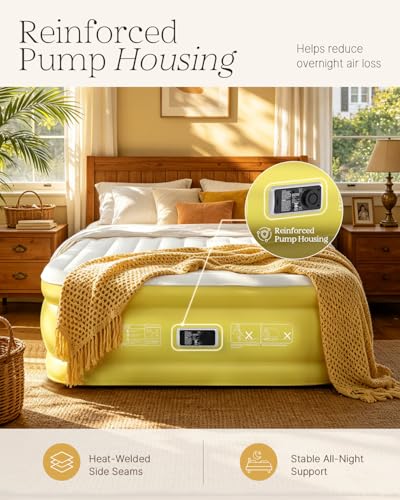 Image of VOSSER Full Size Air Mattress with Built-in Pump - 18 inch Raised Self Inflating Blow Up Mattress for Home, Guests & Travel - Premium Flocked Top Inflatable Bed, Luxury Air Bed, 660lbs