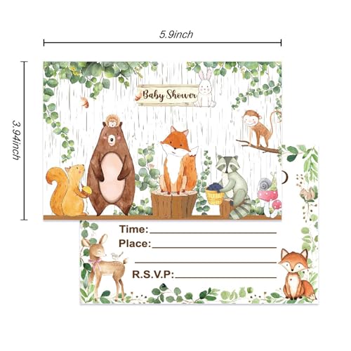 20 Pcs Woodland Baby Shower Invitation Cards, Baby Shower Party Supplies, Baby Shower Party Invitations for Boys or Girls - Image 3