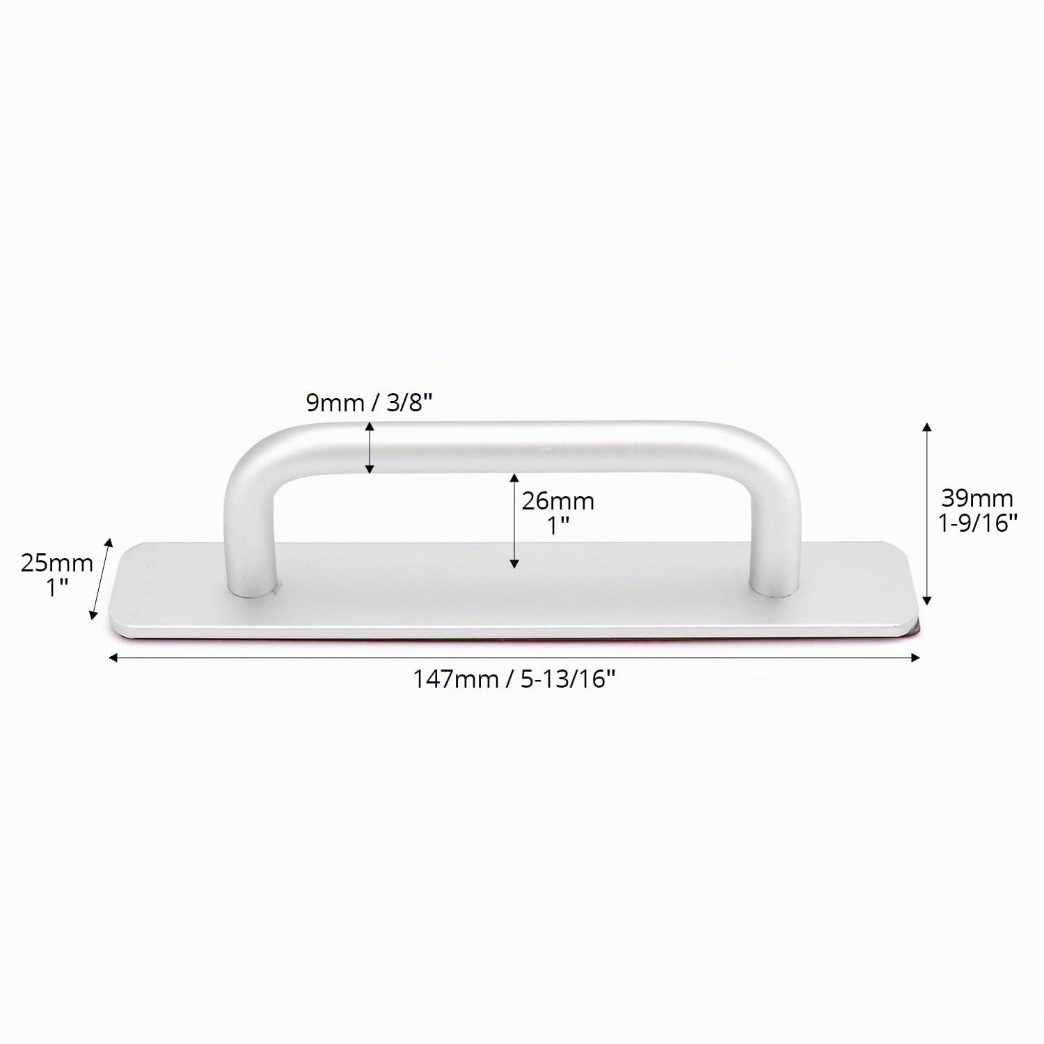 QWORK® 2 Pezzi Maniglia Autoadesiva per Porta Scorrevole, Maniglione Porta Esterna in Lega di Alluminio per Porte e Finestre, Cassetti, Armadi, Argento,148 x 25 mm Argento