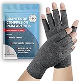 Guantes Dedos Cortados para Artritis y Enfermedad de Raynaud, Guantes de Compresión Artrosis Manos para Hombre y Mujer [Gris, Talla S]