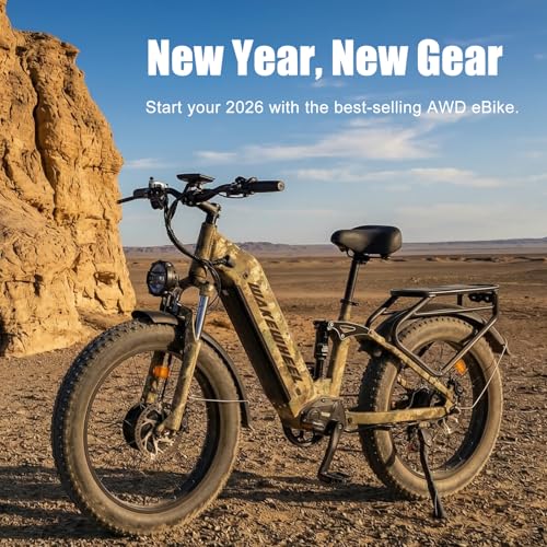 8000w Electric Bike for Adults, 60V 32Ah Battery Ebike, Fat Tire & Long Range Electric Bicycles, 210Nm Mountain Bike Full Suspension, Hydraulic Brake Electric Bicycle (Scout-Step Thru-Camouflage)