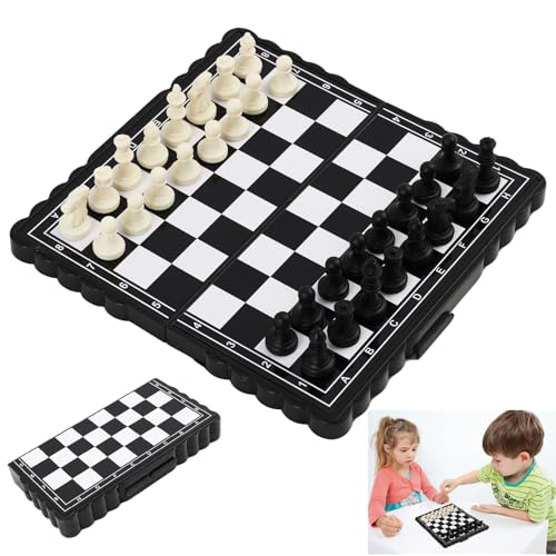 Travel Magnetic Chess Board Set - Portable Folding Chess Set for Ages 6 and Up - Durable ABS Plastic Magnetic Pieces Ideal for Kids and Adults for Travel and Family Fun