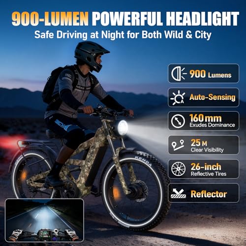 Image of TESWAY X9 Ultra Dual Motor Ebike, 26 inch Fat Tire Full Suspension AWD Electric Bike for Adults, 4000W 43MPH 240NM, 60V 30Ah /25Ah 120 Miles Long Rang