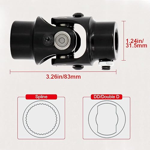 Miniatura 8 de COOL STAR Junta en U de un solo eje de dirección 34-30 estrías x 34 DD3268in 3-14 ángulo de trabajo con revestimiento negro universal 35