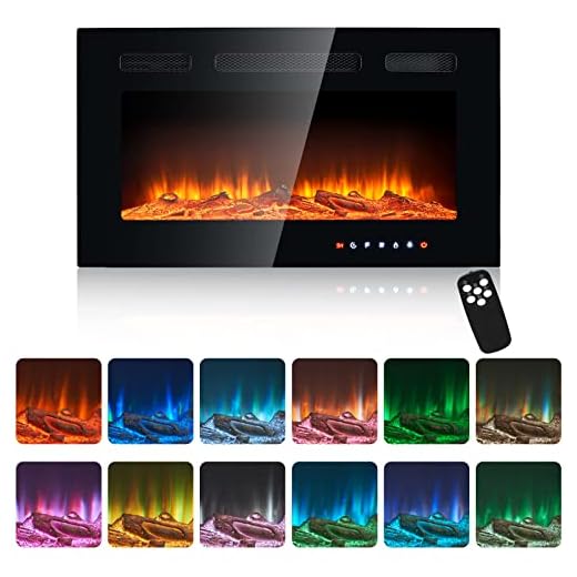 oneinmil Electric Fireplace, 30 Inches Recessed and Wall-Mounted Electric Fireplace, 1500W/750W Fireplace Heater with 12 Color Flames - Touch Screen/Remote Control - Log & Crystal Stone Optional