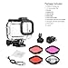 GEPULY Waterproof Case for GoPro Hero 8 Black with 4-Pack Dive Filter, 60M Underwater Diving Housing Case with Red, Light Red, Magenta, Close-up Filters for GoPro Hero 8 Black Camera