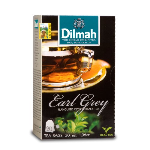 Dilmah Diversión té Earl Grey Caja bolsitas de té con cordón y etiqueta 30 g (Paquete 12, 20 Bolsas Cada)