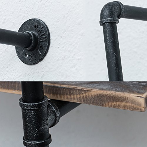 Industrial Pipe Shelving Wall Mounted,36In Rustic Metal Floating Shelves,Steampunk Real Wood Book Shelves,Wall Shelf Unit Bookshelf Hanging Wall Shelves,Farmhouse Kitchen Bar Shelving(4 Tier) #TOP3