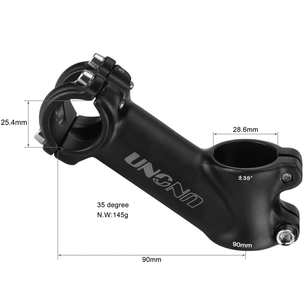 CYSKY Attacco Manubrio MTB 25,4 31,8 mm 35 Gradi 60/70/75/90/110/135mm in Lega di Alluminio per Mountain Bike, Bici da Corsa, Trail, Enduro, BMX, E-Bike