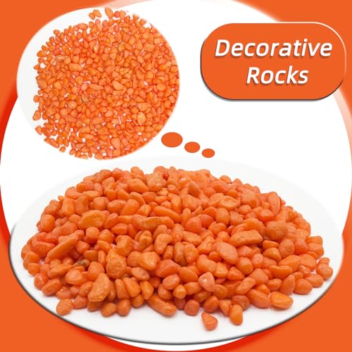 Image of Orange Pebbles for Crafts, 0.9 Pound Natural Polished Aquarium Gravel, Decorative Pebbles for Indoor Plants, Turtle Tank, Vase, Succulents Cactus, Garden Landscaping