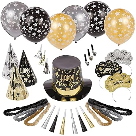 Amscan Black Tie Affair 2025 New Year's Eve Decorations Party Supplies for 50, Includes Top Hats, Cone Hats and Tiaras Cover