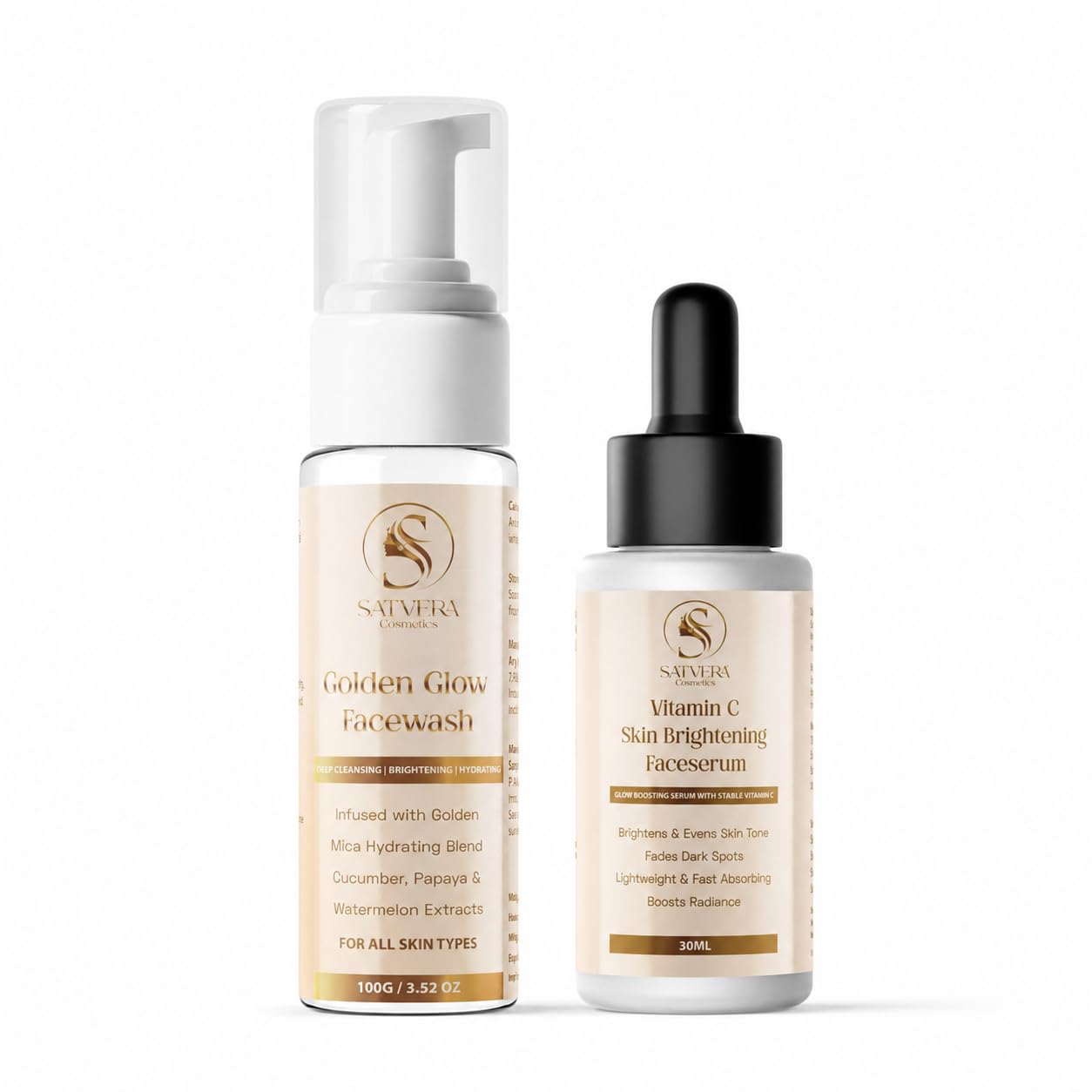 Satvera Golden Glow Facewash and Vitamin C Brightening Serum Combo | Fades Dark Spots, For All Skin Types, Deep Cleansing, Lightweight & Fast Absorbing, Boosts Radiance-picture-18