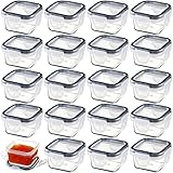 20 Pcs Plastic Salad Dressing Containers 2 oz Sauce Containers for Lunch Box Reusable Condiment...