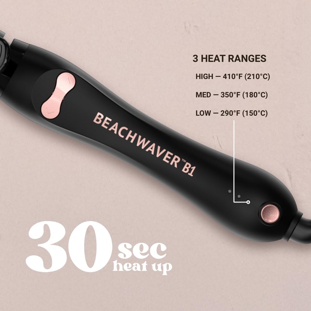 Beachwaver B1 Rotating Curling Iron - Automatic 1 Inch Ceramic Curling Iron - Easy-to-Use Spinning Wand for Long-Lasting Waves - Auto-Shut Off and Dual Voltage (BW160)