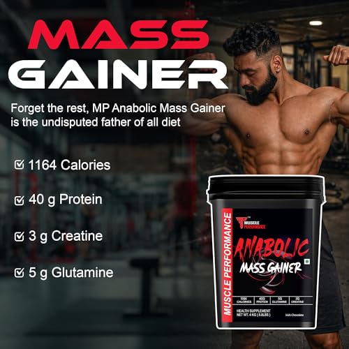 Image of Anabolic Mass Gainer, 4kg, Irish Chocolate | High Protein Carbs, With Creatine, BCAA & Glutamine, Digestive Enzymes, For Muscle Gain & Fast Growth