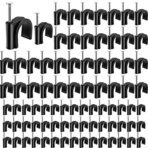 Wehhbtye 100Pack Half Clamp J-Hook with Nail-1 2 Inch 3 4 Inch Black Half Clamp J-Hook with Nail for PEX Tubing Pipe Support