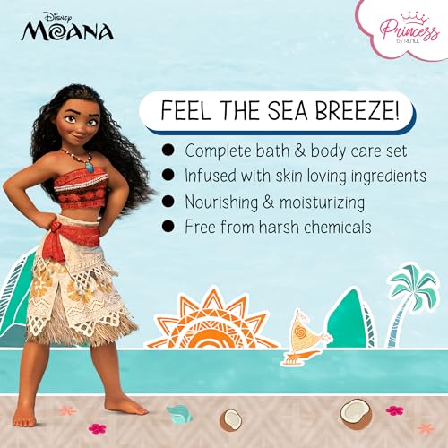 Image of Princess By RENEE Disney Moana Bath & Body Care Combo Set of 4 - Shampoo, Body Wash, Face Wash & Lotion l Soothing, Nourishing l Cruelty-Free l For Pre-Teen Girls