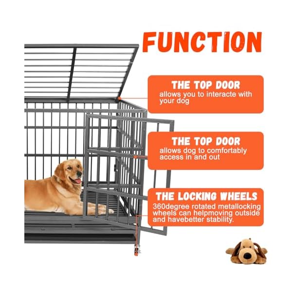 47-Inch-Heavy-Duty-Dog-Crates-Dog-Kennel-for-Meduim-Dogs-Indestructible-Dog-Crate-with-Double-Door-and-Removable-Tray-Pan-47-L-X-30-W-X-35-H 47-Inch-Heavy-Duty-Dog-Crates-Dog-Kennel-for-Meduim-Dogs-Indestructible-Dog-Crate-with-Double-Door-and-Removable-Tray-Pan-47-L-X-30-W-X-35-H