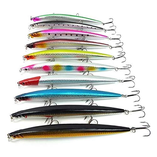 L-MEIQUN, 10Pcs 18cm 26g Large Scale Lure Minnow Sea Fishing Tackle Artificial Hard Bait Hook Laser-lures (Color : Picture Color)