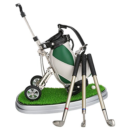 10L0L Golf Pen Holder With 3 Pieces Golf Club Pens Set Unique Golf Golf Desk Decor Gifts Souvenirs For Men - Green + White #TOP3