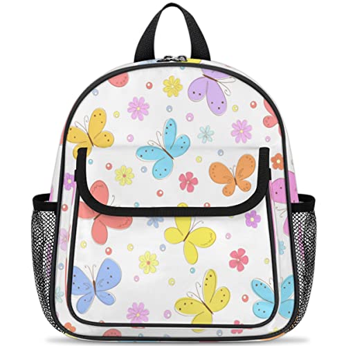 TropicalLife Mochilas de mariposa para niños y niñas, mochila ligera con diseño de mariposas para niños pequeños, multicolor