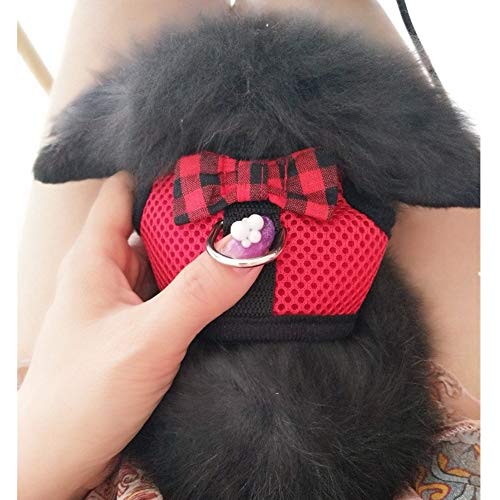 Image of Rabbit Harness with Leash Adjustable Soft Mesh Vest Harness for Bunny Kitten Guinea Pig Rat (S, Red)