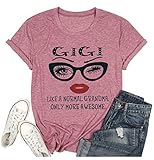 Gigi Shirt for Grandma Women Gigi Like A Normal Grandma Only More Awesome Tshirt Funny Letter Print Mimi Tee Tops (S, Pink)