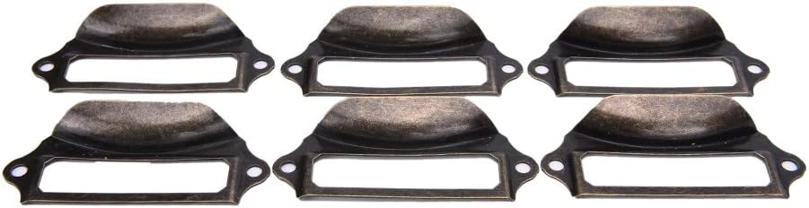 12Pcs Antique Bronze Drawer Label Pull Cabinet Frame Handle Name Card Holder Semicircle Knobs with Screws