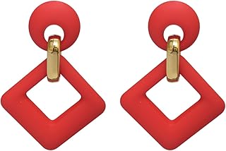 Acrylic Matte Earring For Girls - Red Gold