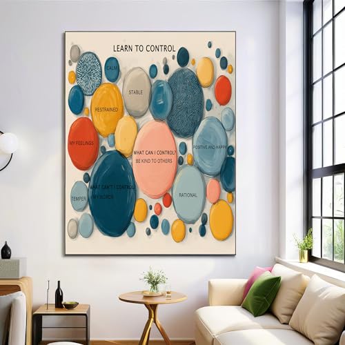 Art mural sur toile cercle de texte multicolore déco 60x90cm