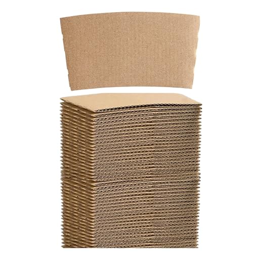 Mr Miracle Disposable Brown Coffee Sleeves - Eco-Friendly Kraft Jacket Beverage Sleeves for Paper Cups, Fits 10-20oz - Bulk Coffee Sleeves 100 Pack for Cafés & Shops