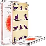 Ecute Clear Flexible Side Style Hard Back Case Compatible with iPhone 5/5S/SE - Colorful Wolf
