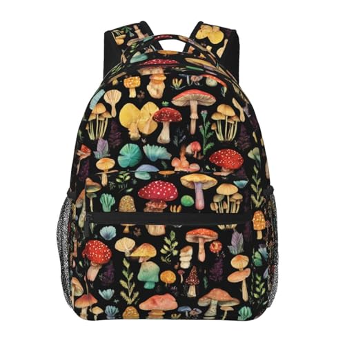 Cute Mushroom Backpack for Men Women,Casual Travel Hiking Camping Backpacks Lightweight Bookbag