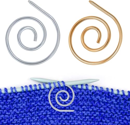 2 Pcs Spiral Cable Knitting Needle with Storage Box, Spiral Stitch Holder, Cable Needle,Circular Knitting Needles for Beginners, Stainless Steel