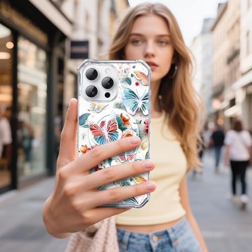 Coque iPhone 16 Pro Max antichoc fine protectrice avec motif papillon bleu