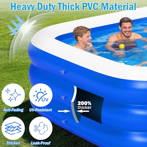 Image of Extra Large Inflatable Swimming Pool for Adults - 180'' x 76'' x 22'' Extra Large Blow-Up Pool Oversized Thickened Family with Pump, 15FT Extra Long Inflatable Pools for Backyard, Easy Set Big Pool
