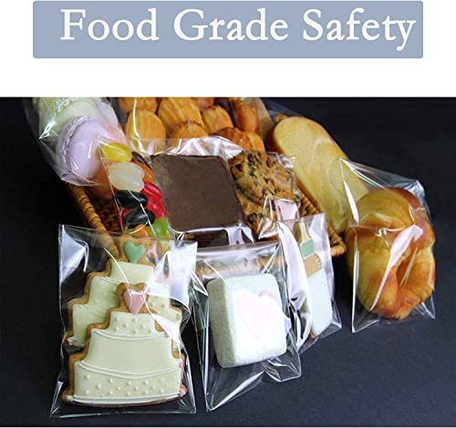 Rosy.Moment Clear Resealable Plastic Bags Self Adhesive Sealing OPP Cello Bags for Bakery Cookies Candy Treats Decorative Wrappers, 50pcs Size 7.5x10cm