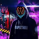 LED Maske Halloween,Halloween Maske LED,Halloween Maske Leuchtend,Halloween Maske Skelett,Leucht Maske Halloween,Neon Maske Dunkel und Böse Leuchtende Augen Cosplay Kostüm Maskerade Partys Karneval