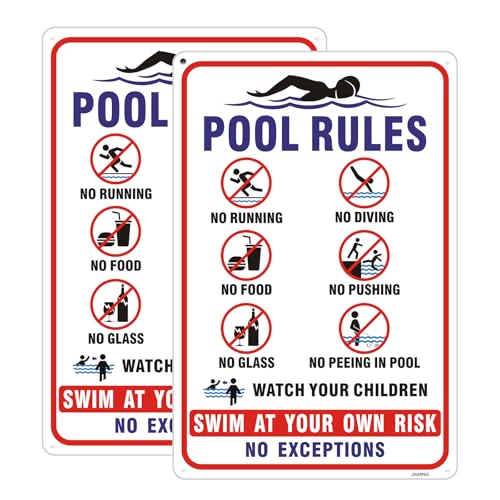 2 señales reflectantes de reglas para piscina 12x8 pulgadas miniatura 1
