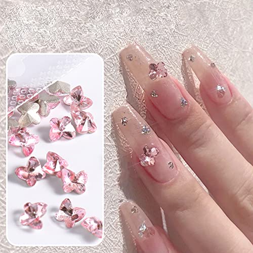 Butterfly Nail Charms- 3D Butterfly Nail Rhinestones Shiny Nail Gems -For Acrylic Nails Butterfly Nail Crystal- For Women Nail Jewelry Nail Art Supplies -Rhinestones Manicure Diy Nail Art Decorations #TOP1