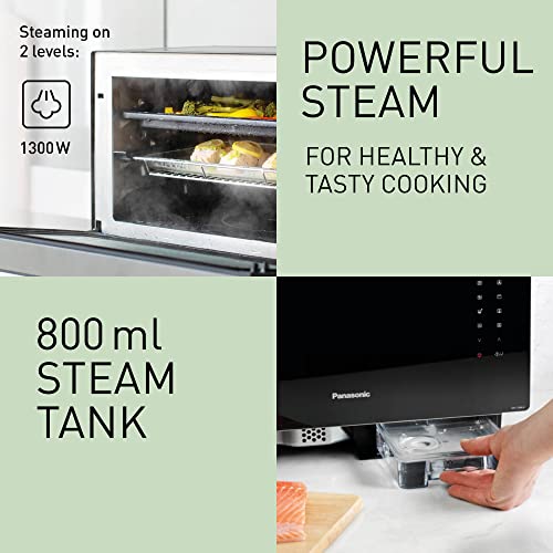 Foto von Panasonic NN-CS88LBEPG | 4-in-1-Kombi-Dampfofen, 31 l, Inverter, Drehheizung auf 30-230 °C, Flachgrill 1300 W, Mikrowelle 1000 W, Dampf 1300 W, feste Oberseite, Schwarz — Version FR